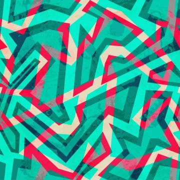 Green mosaic seamless pattern with grunge effect Stock Illustration