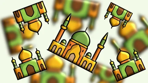 Green Mosque Building Ketupat Dynamic Abstract Background Vídeos de archivo 322035329
