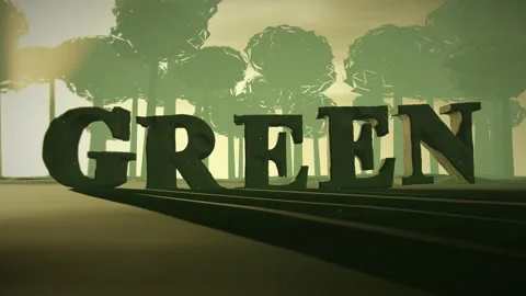 Green Moss Covered Ancient Stone Letters in a Misty Jungle Ruin with Light Stock Footage 342220727