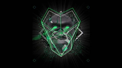 Green Motion Background  Monkey Ape Face Mask Charles Darvin Motion VJ Loop Video stock 103356633