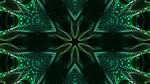 Green motion design background with symmetrical star pattern. Abstract sci-fi 스톡 일러스트
