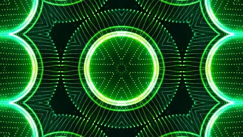 Green motion design background with symmetrical star pattern. Abstract sci-fi Stock Illustration