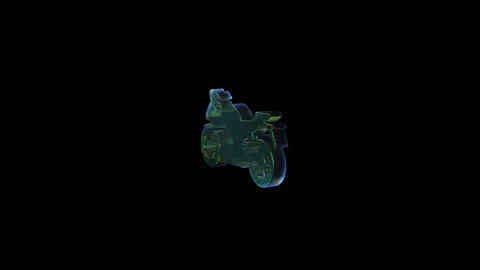Green motorcycle assembling itself on black background Stock Footage 320209711