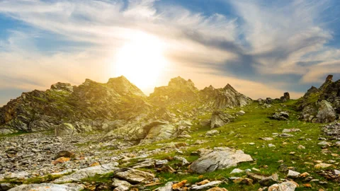 Green mountain chain at the sunset Stock Footage 150683901