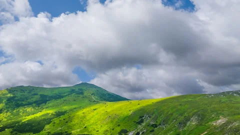 Green mountain at the cloudy day Stock Footage 329672516