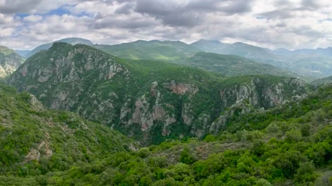 Green Mountain Gorge and Layered Hills in Greece Stock Footage 336561669