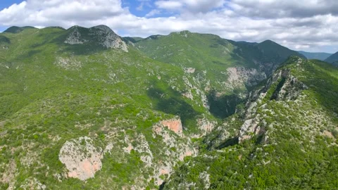 Green Mountain Gorge and Rugged Cliffs in Greece Stock Footage 336563121