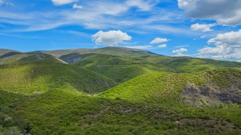 Green Mountain Hills with Clouds Stock Footage 119229796