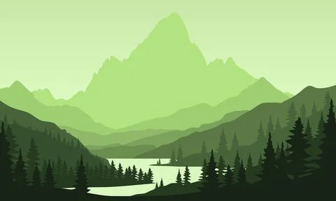 Green mountain landscape Stock Illustration