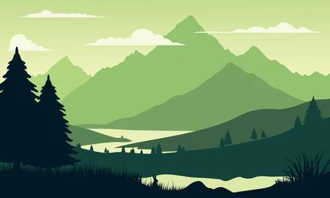Green mountain landscape Stock Illustration