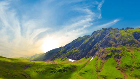 Green mountain landscape at the sunset Stock Footage 338053010