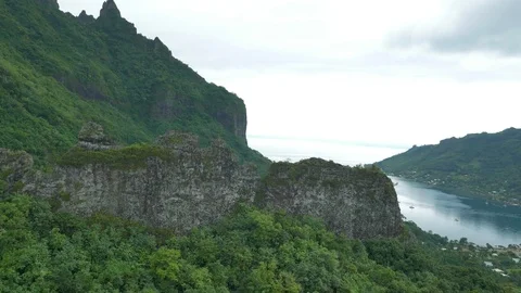 Green Mountain Range By Coast 2 Stock Footage 79734669