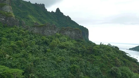 Green Mountain Range By Coast Stock Footage 79734617