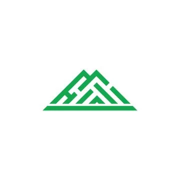 Green mountain simple triangle stripes geometric logo vector Stock Illustration