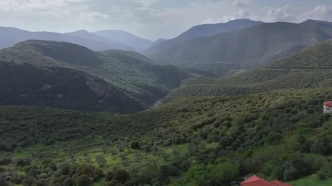 Green Mountain Valley and Gorge near Karytaina, Greece Stock Footage 337042111