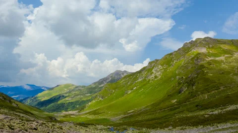 Green mountain valley panorama Stock Footage 340314576