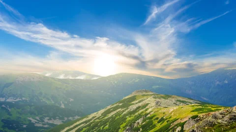 Green mountain valley at the sunset Video stock 328713255