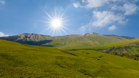 Green mountain valley time lapse scene Stock Footage 155109655