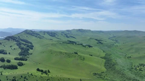Green Mountains and Blue Sky, Drone Filming Cinematography Stock Footage 259694659