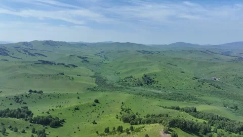 Green Mountains and Blue Sky, Drone Filming Cinematography Stock Footage 259695101