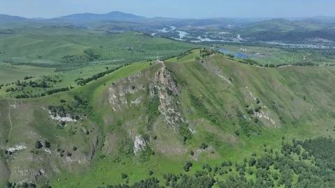Green Mountains and Blue Sky, Drone Filming Cinematography Stock Footage 259696172