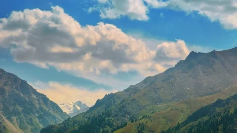 Green mountains and clouds Stock Footage 155232862