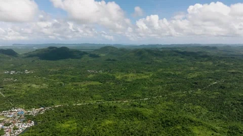 Green mountains and valley landscape. Siargao, Philippines. Stock Footage 322032500