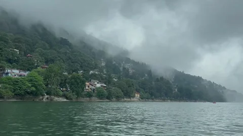 Green mountains with dark clouds view Stock Footage 276307479