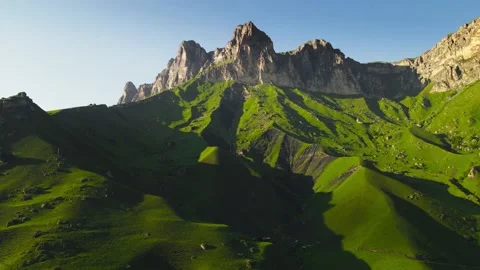 Green mountains in the evening sunlight Video stock 232197073