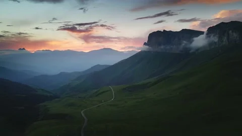 Green mountains in the evening sunlight Video stock 232198874