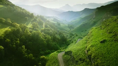 Green mountains in the evening sunlight Video stock 232199138