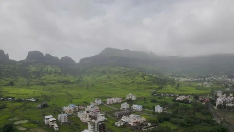 Green mountains in monsoon Brahmagiri nashik India Stock Footage