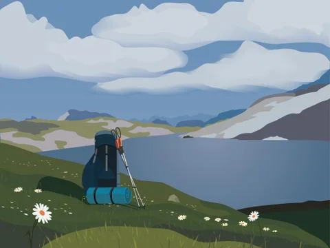 Green mountains valley Stock Illustration