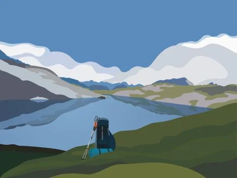 Green mountains valley Stock Illustration