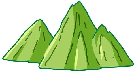 Green Mountains Vector Illustration in Hand Drawn Doodle Style Illustrazione stock