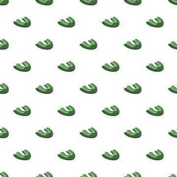 Green mouthguard repeating pattern on white background Stock Illustration