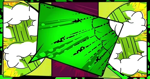 Green Moving Comic Book Elements. Abstract Background Stock Footage 168044784