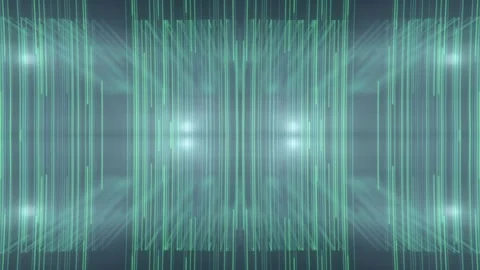Green moving light lines on dark. 3d rendering loop animation HD Stock Footage 254400742