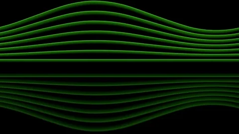 Green moving sinewaves with reflections, loop-able (3d rendering) Stock Footage 84638863