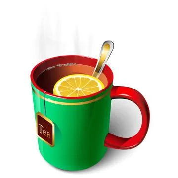 Green mug of tea Stock Illustration