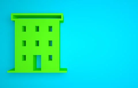 Green Multi storey building icon isolated on blue background. Minimalism concept Ilustración de archivo