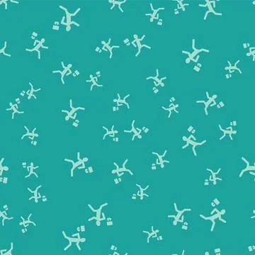 Green Murder icon isolated seamless pattern on green background. Body, bleeding Stock Illustration