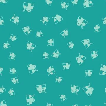Green Murder icon isolated seamless pattern on green background. Body, bleeding Stock Illustration