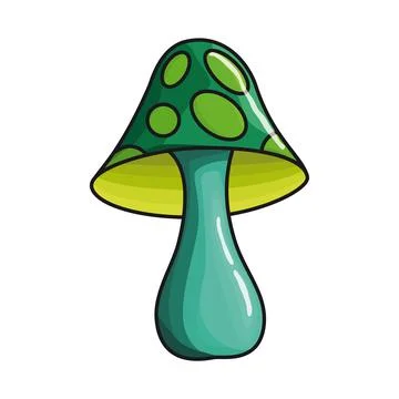 A green mushroom toadstool doodle isolated print イラスト素材