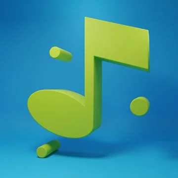 Green Music note, tone icon isolated on blue background. Minimalism concept.. Stock Illustration
