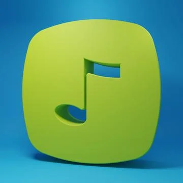 Green Music note, tone icon isolated on blue background. Minimalism concept.. Stock Illustration