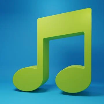 Green Music note, tone icon isolated on blue background. Minimalism concept.. Stock Illustration