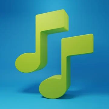 Green Music note, tone icon isolated on blue background. Minimalism concept.. Stock Illustration