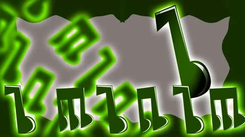 Green Music Notes Stock Footage 12396502
