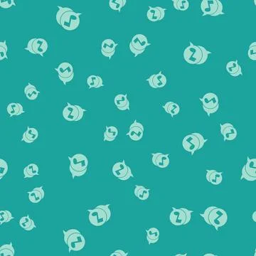 Green Musical note in speech bubble icon isolated seamless pattern on green.. Illustrazione stock